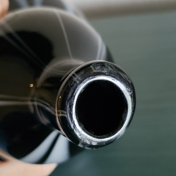 Vintage Handblown Art Glass Mid-Century Modern Retro Black & White Wavy 70 Vase - Picture 6 of 10